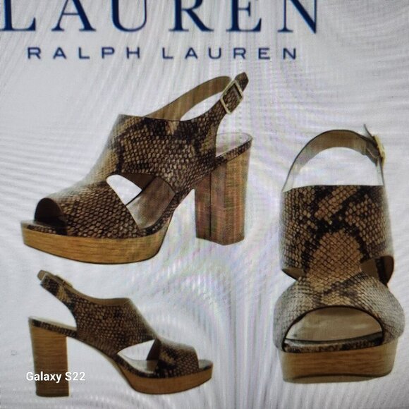 Ralph Lauren Leather " Feona" Embossed Python Heeled Sandals. NIB. Size 6 - Picture 1 of 11